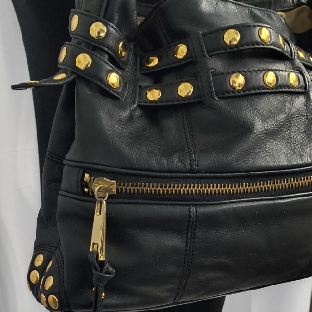 Y2K Steven By Steve Madden Black Leather Studded Shoulder Bag - Vintage - Picture 5 of 11